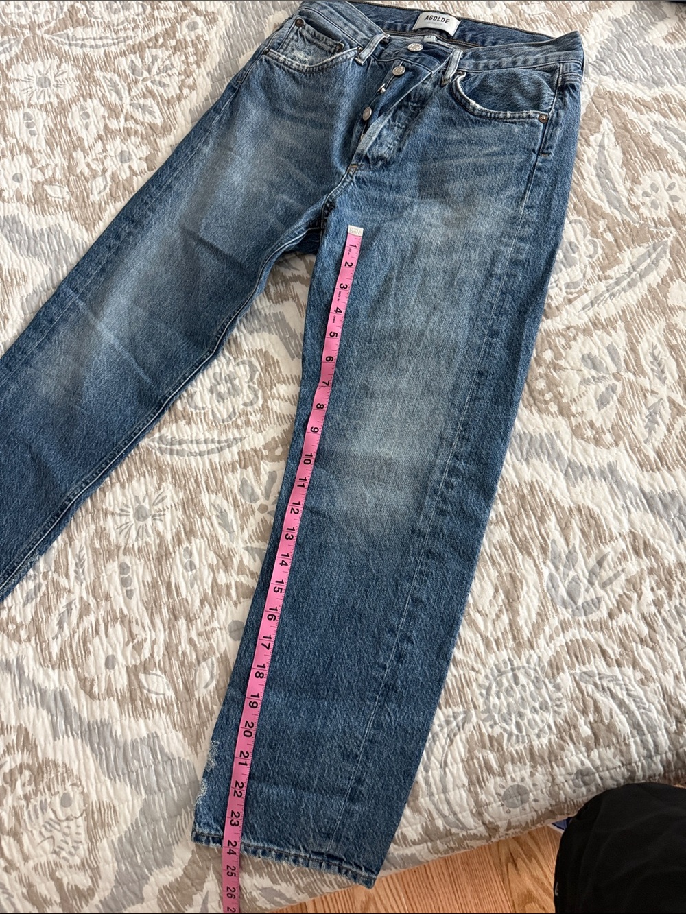 Agolde Distressed Vintage Blue Straight-Leg Jeans Parker organic size 23